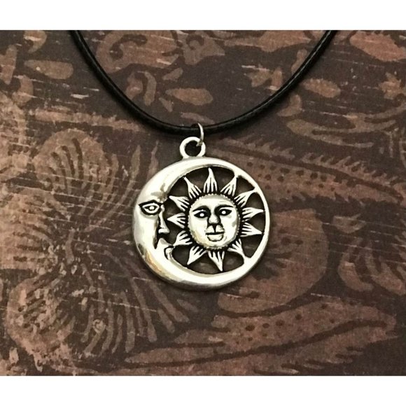 Celestial Sun And Moon Pendant Waxed Cord - Picture 7 of 10